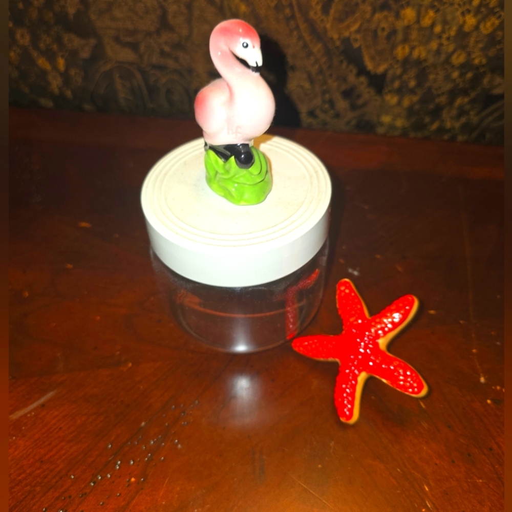 Nora Fleming Flamingo and Starfish Decor Set With Canister